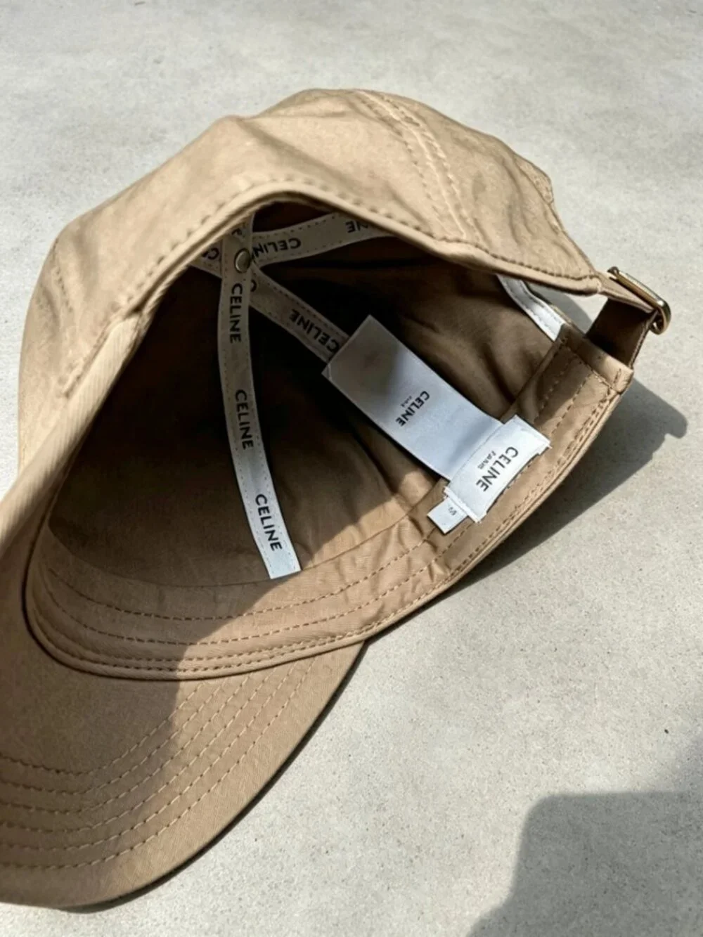 CELINE Embroidered Logo Brown Cotton Baseball Cap Adjustable